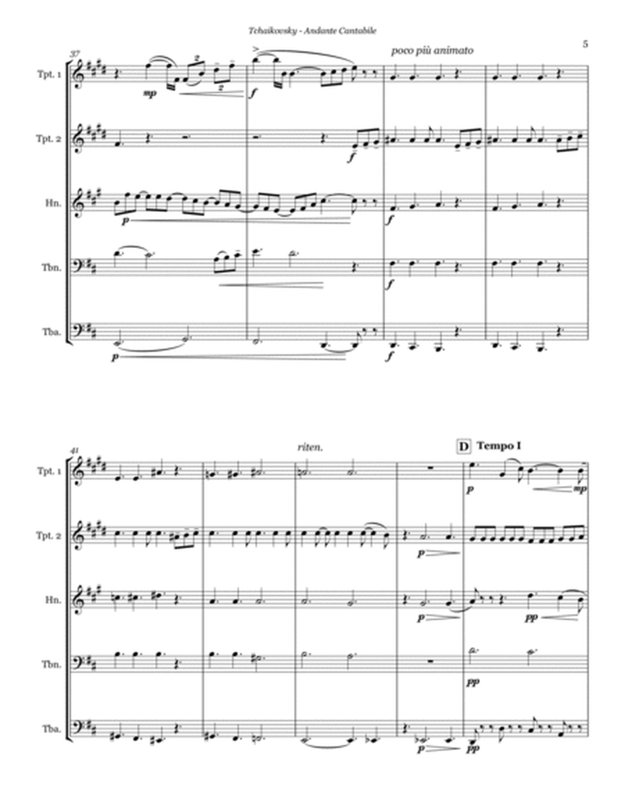 Andante Cantabile from Symphony No. 5 for Brass Quintet image number null