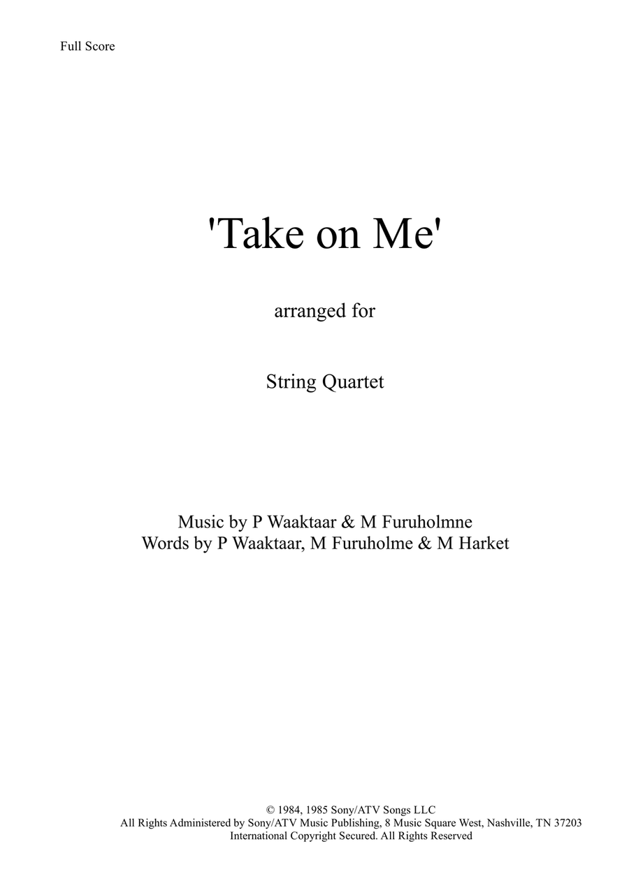 Take On Me String Quartet scores gallery preview page 1