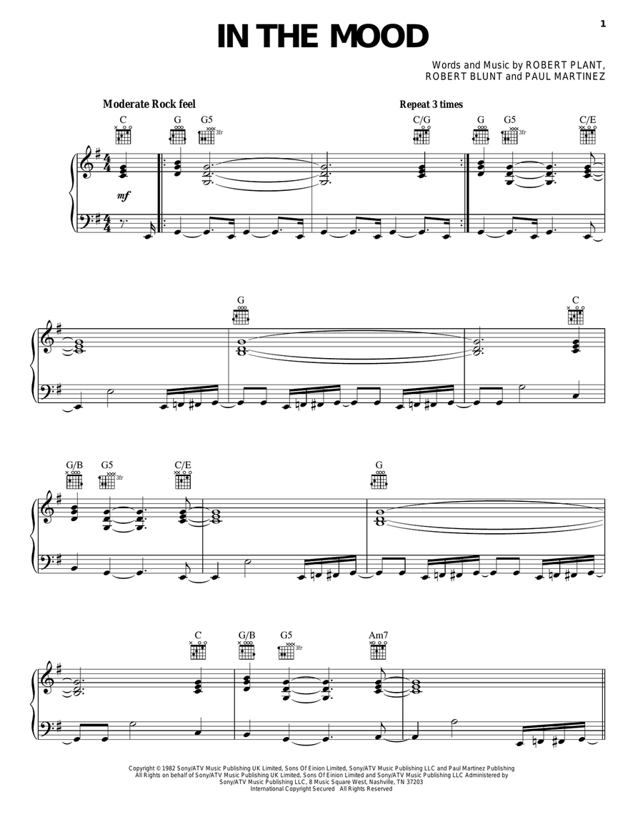 In The Mood In The Mood Piano, Vocal, Guitar scores gallery preview page 1