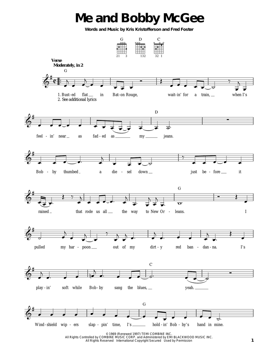 Me And Bobby McGee Acoustic Guitar scores gallery preview page 1
