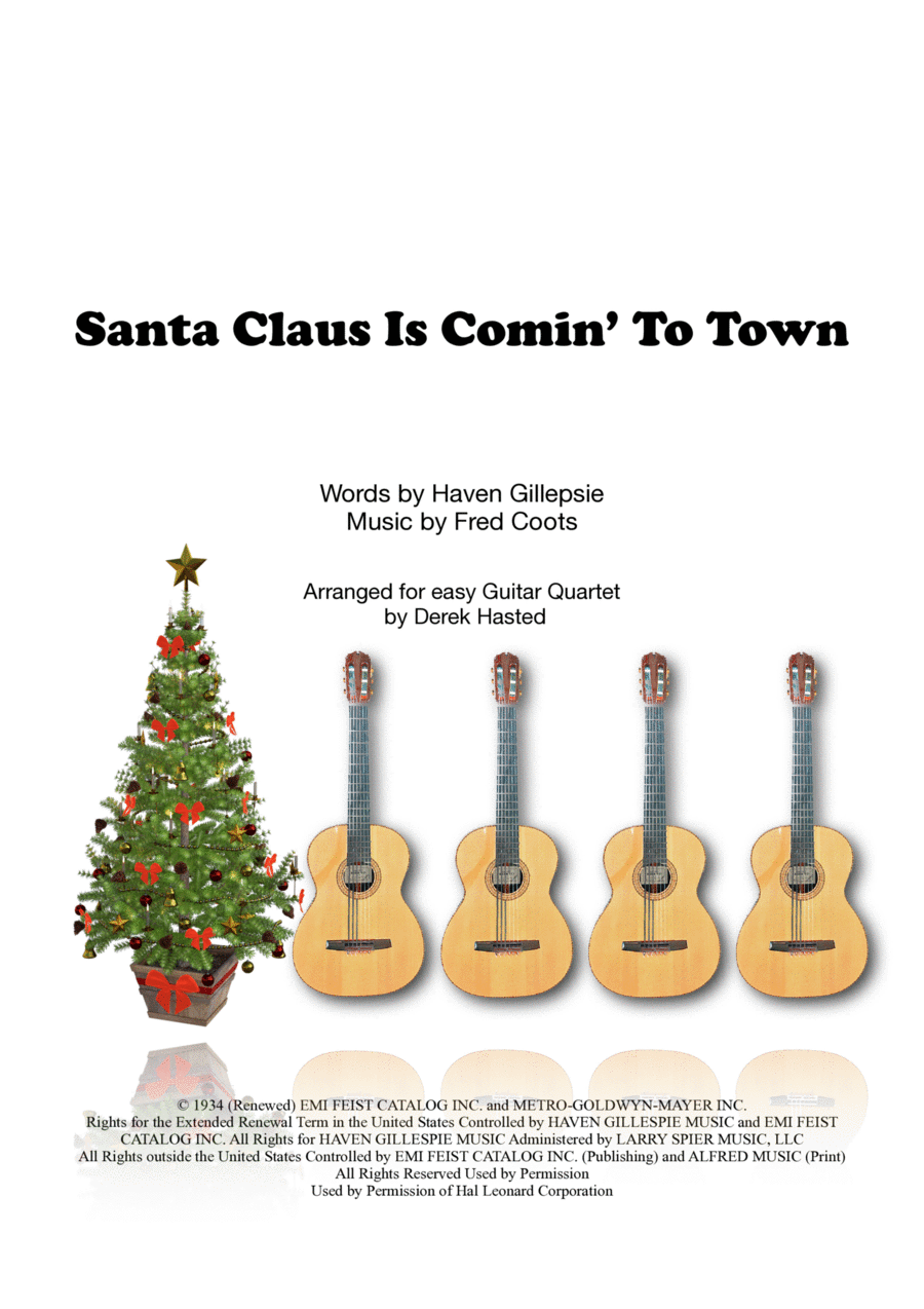 Santa Claus Is Comin' To Town Guitar Ensemble scores gallery preview page 1
