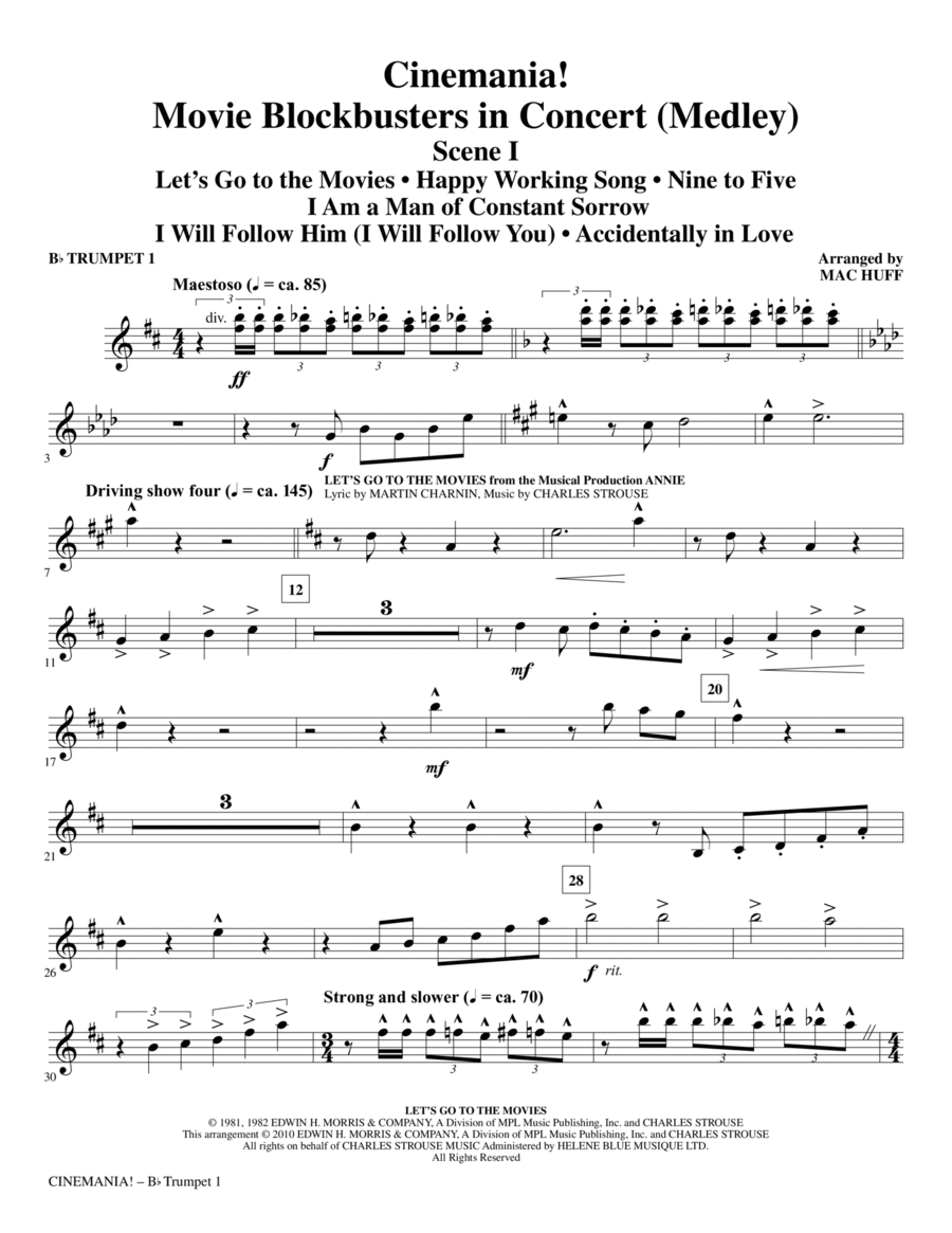 Cinemania! Movie Blockbusters In Concert (Medley) - Bb Trumpet 1 Choir scores gallery preview page 1