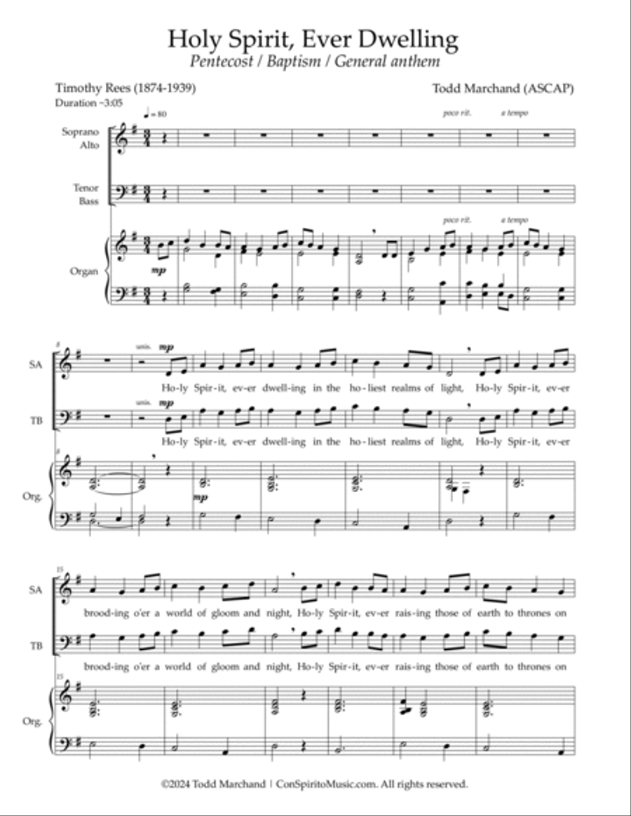 Holy Spirit, Ever Dwelling — SATB voices, organ 4-Part scores gallery preview page 2