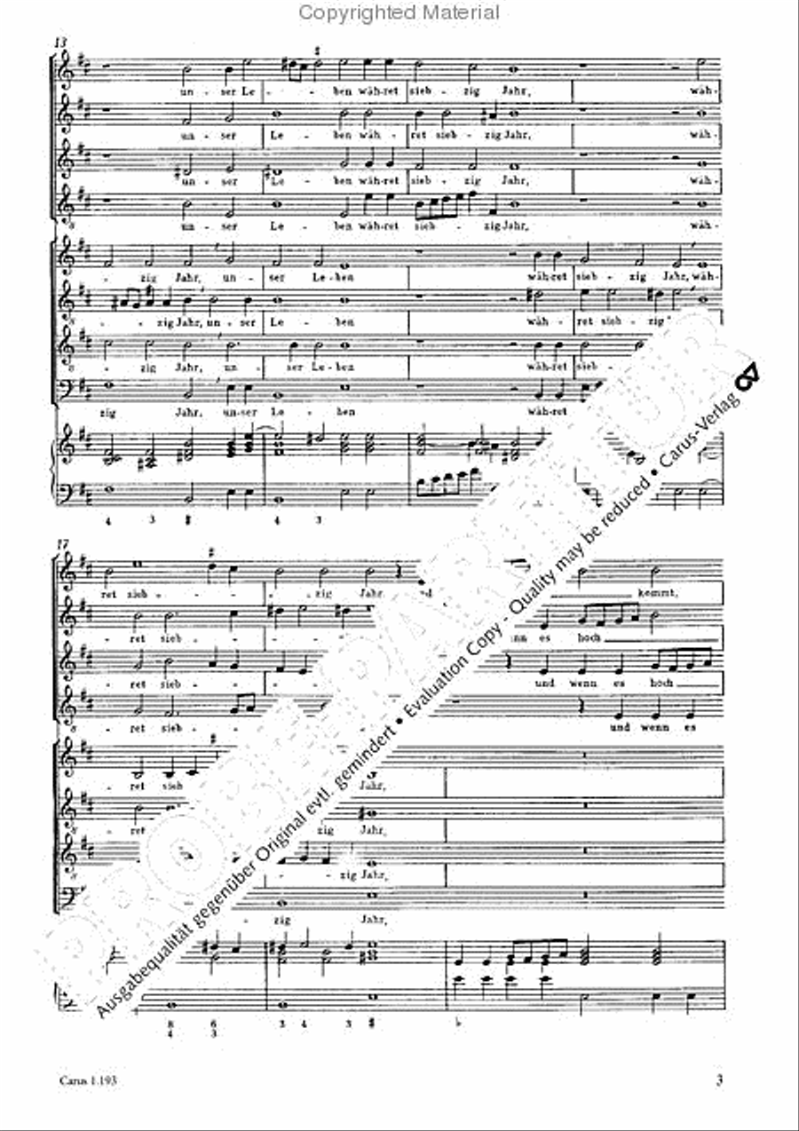 Unser Leben wahret siebzig Jahr Choir scores gallery preview page 4