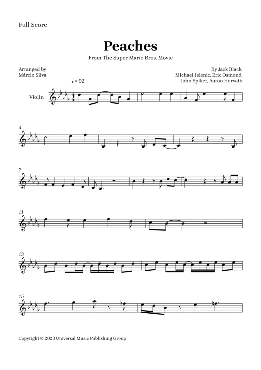 Peaches Violin Solo scores gallery preview page 1