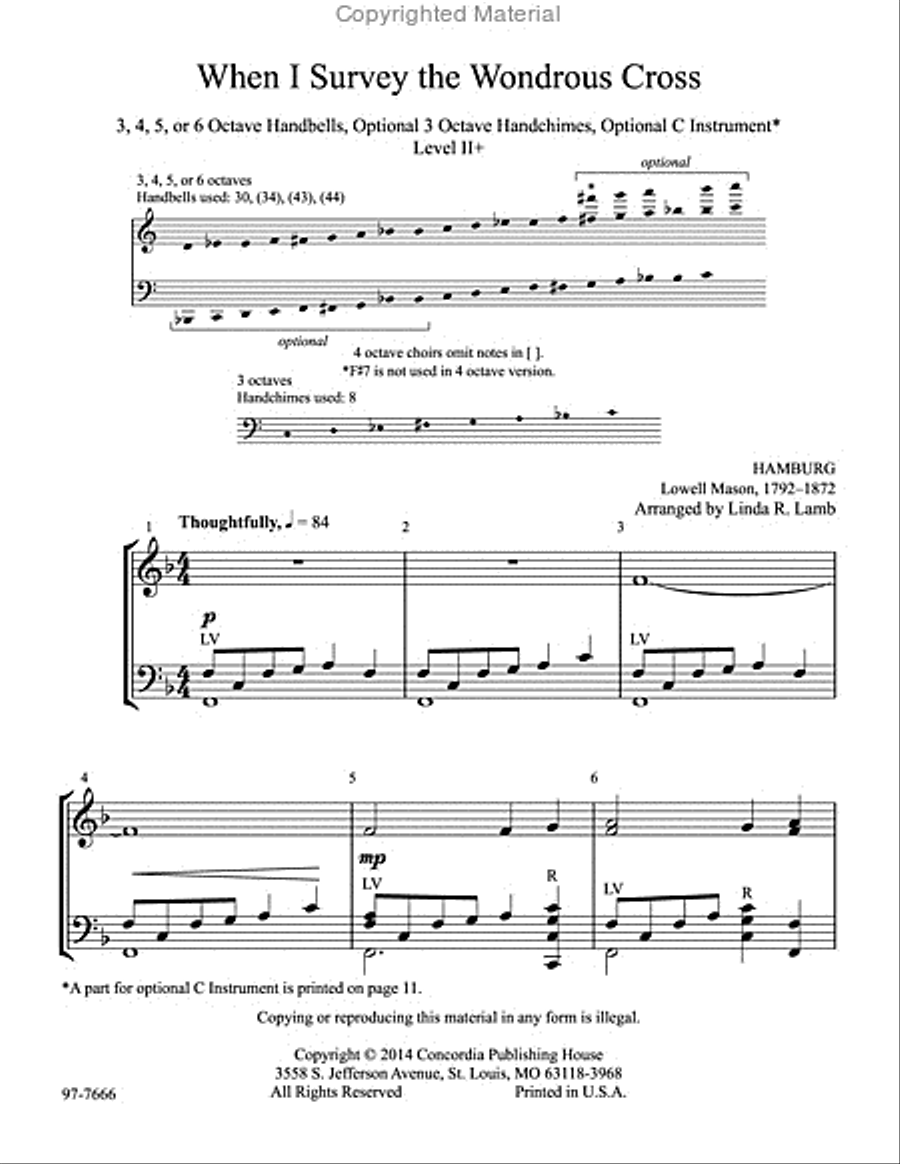 When I Survey the Wondrous Cross (Lamb) Handbell Choir scores gallery preview page 2