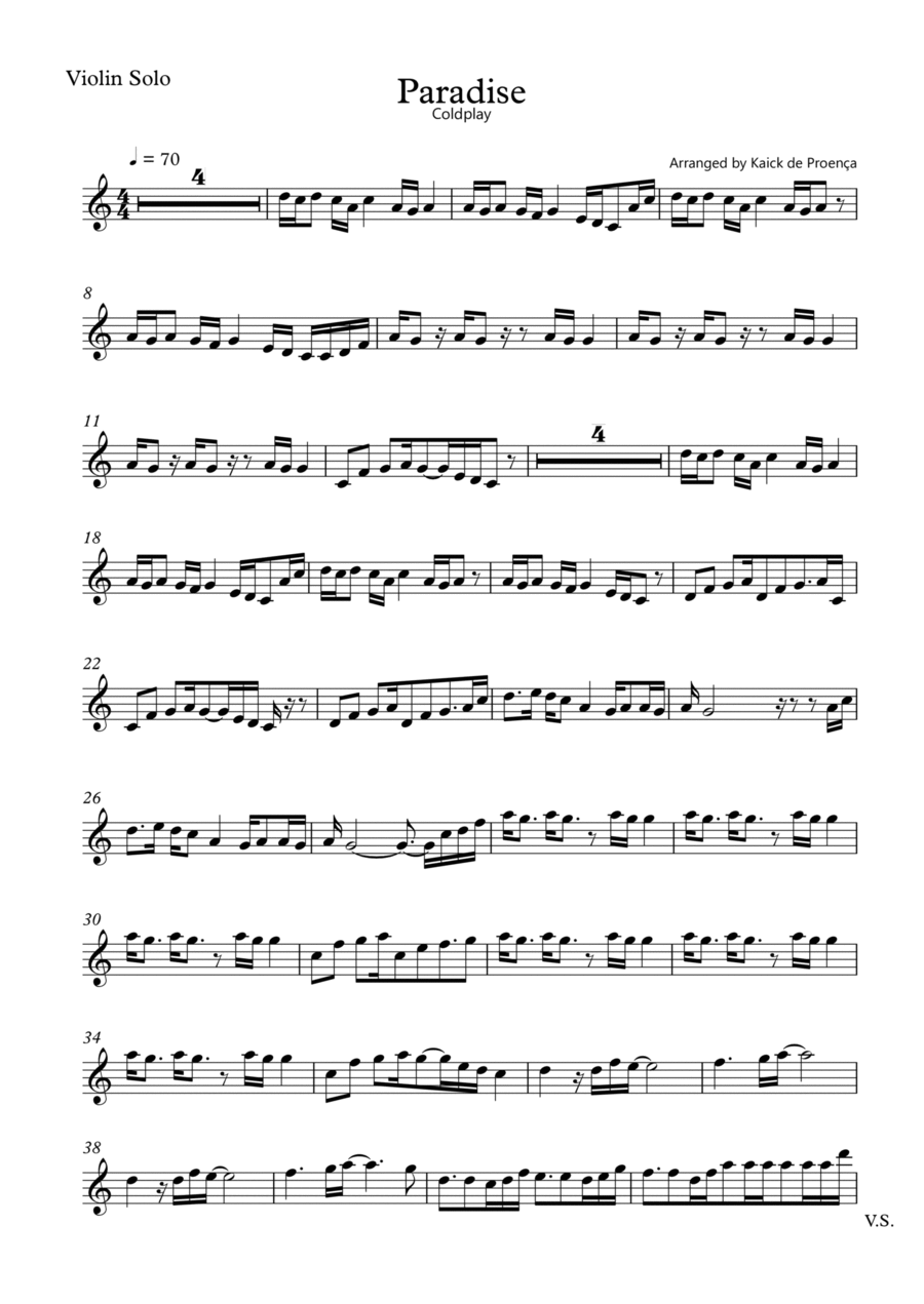 Paradise Violin Solo scores gallery preview page 1
