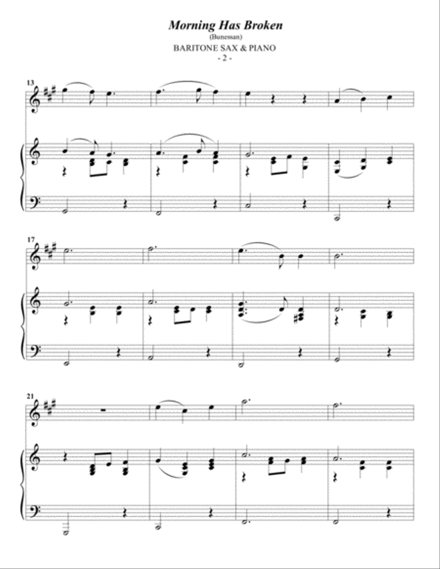 Morning Has Broken Baritone Saxophone scores gallery preview page 2
