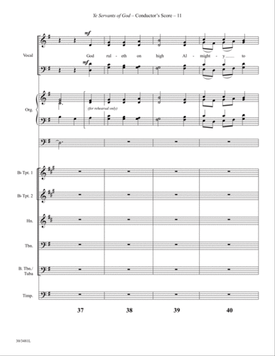 Ye Servants of God - Brass and Percussion Score and Parts Choir scores gallery preview page 13