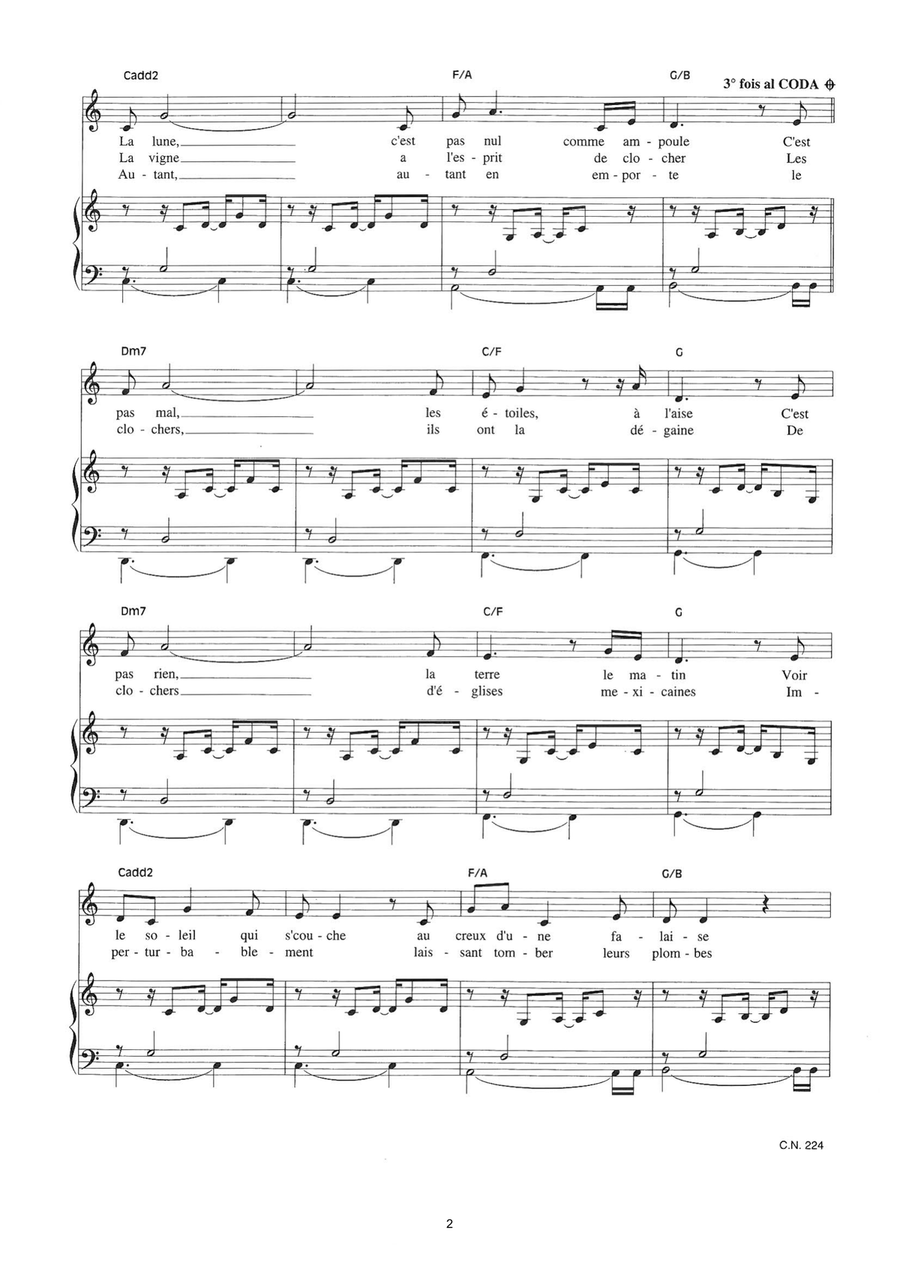 Beaucoup De Vent Piano, Vocal scores gallery preview page 2