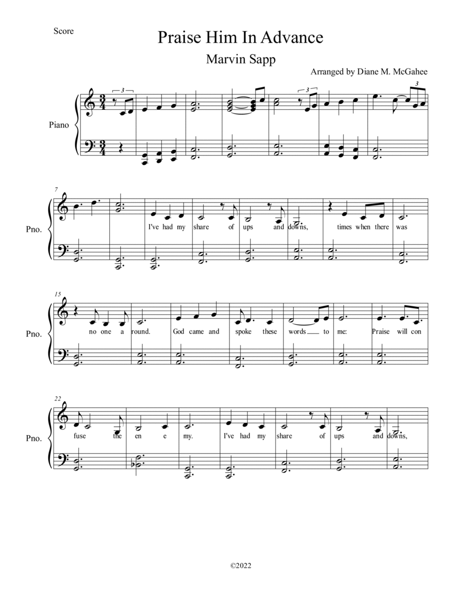 Praise Him In Advance Praise Him In Advance Voice scores gallery preview page 1