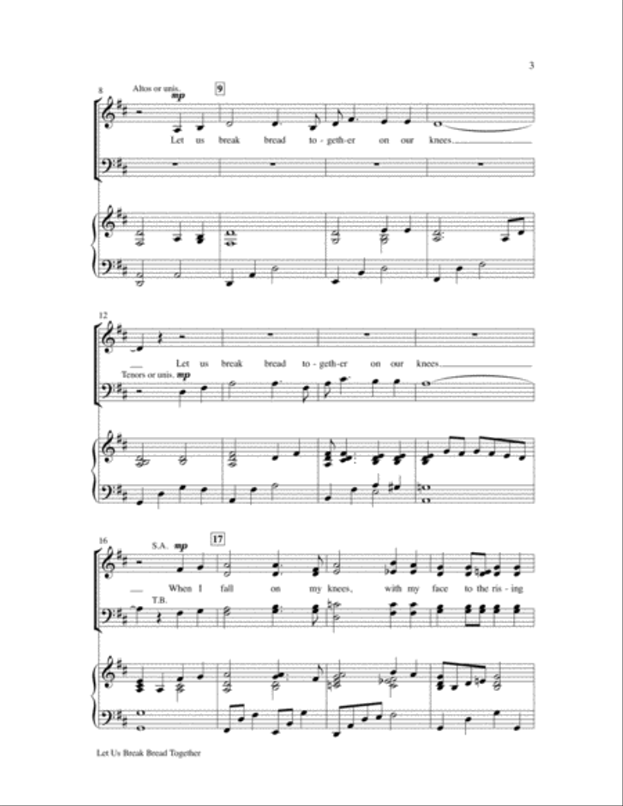 Let Us Break Bread Together 4-Part scores gallery preview page 4