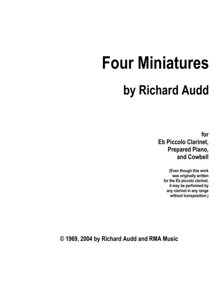 4 Miniatures for Clarinet, Cowbell, and Prepared Piano image number null