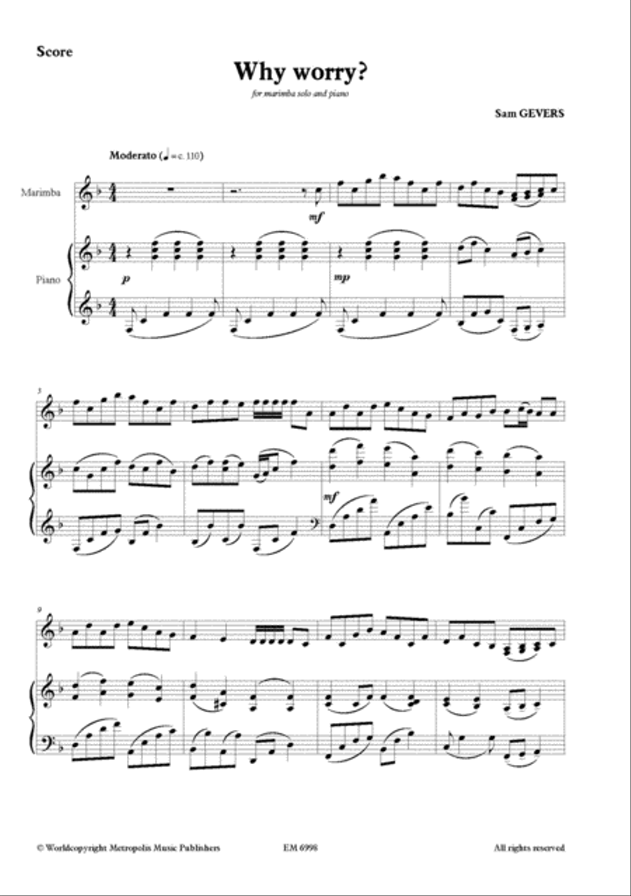 10 Pieces for Marimba (2 mallets) Piano Accompaniment scores gallery preview page 2