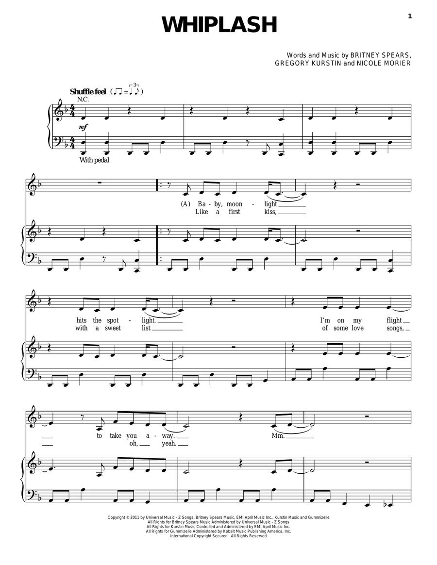 Whiplash Piano, Vocal, Guitar scores gallery preview page 1