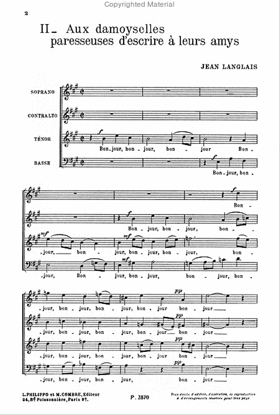 Chansons (2) Aux damoyselles paresseuses d'escrire a leurs amys... Choir scores gallery preview page 2