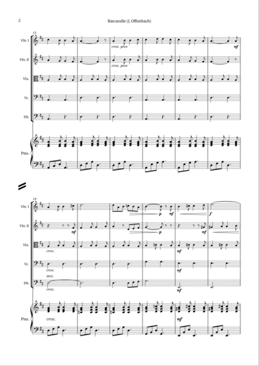 Barcarolle - Belle Nuit, O Nuit D'Amour String Quintet scores gallery preview page 2