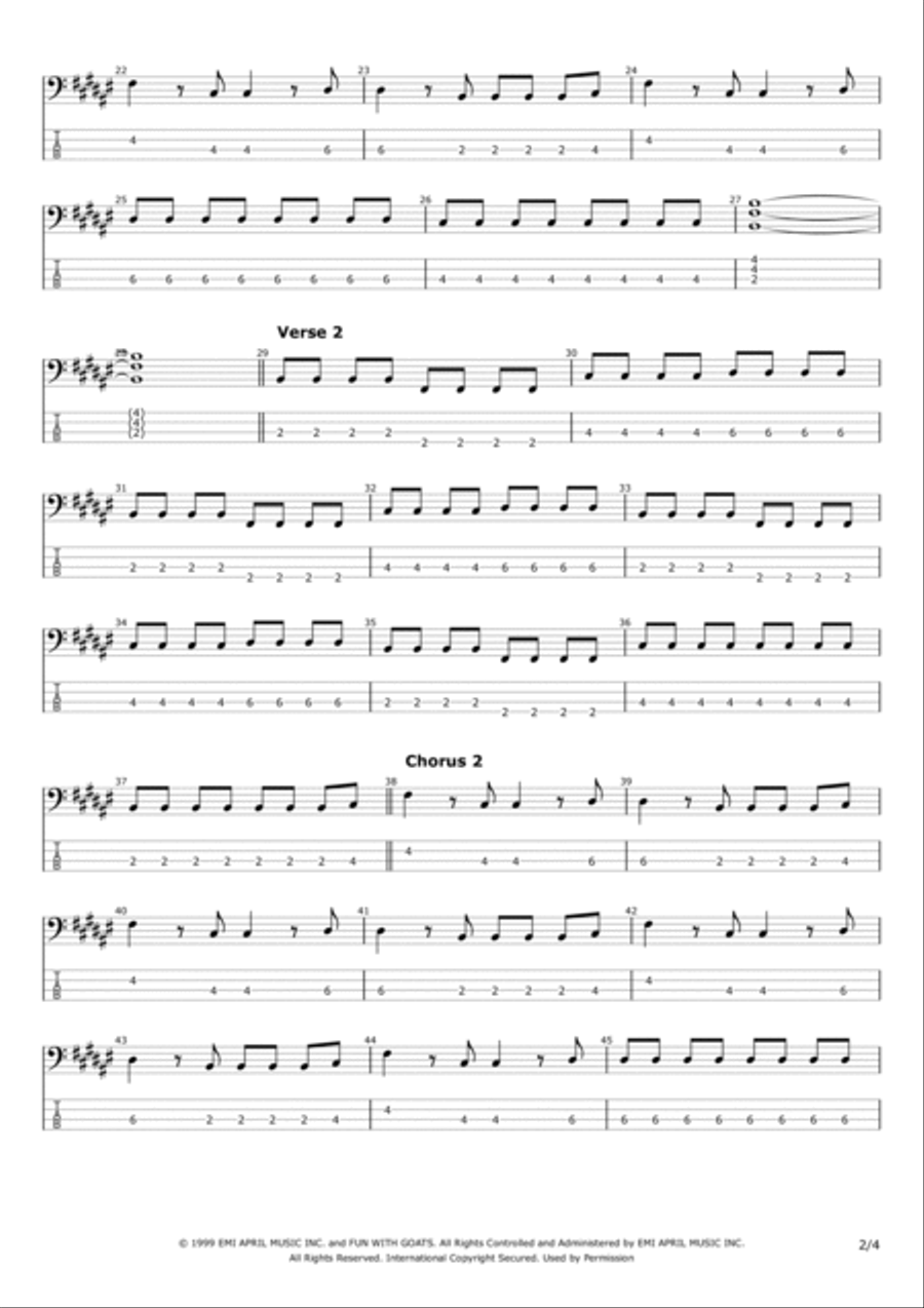 What's My Age Again? Bass Guitar scores gallery preview page 2