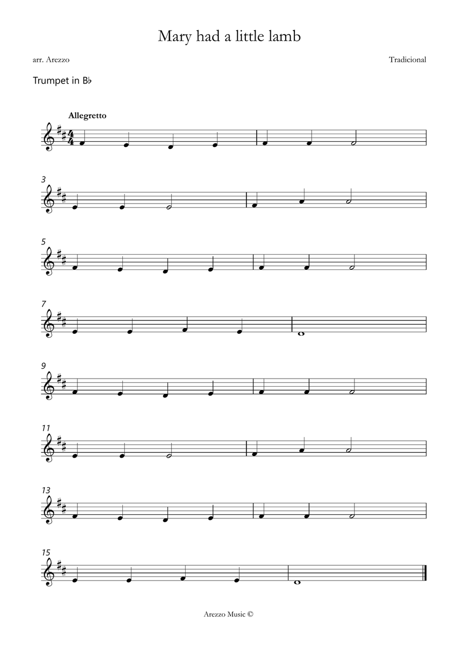 Mary Had a Little Lamb easy Trumpet and Trombone Sheet Music Brass Duet scores gallery preview page 2