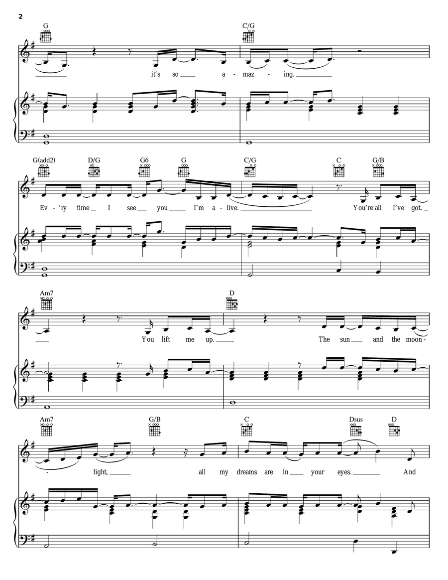 Inside Your Heaven Piano, Vocal, Guitar scores gallery preview page 2