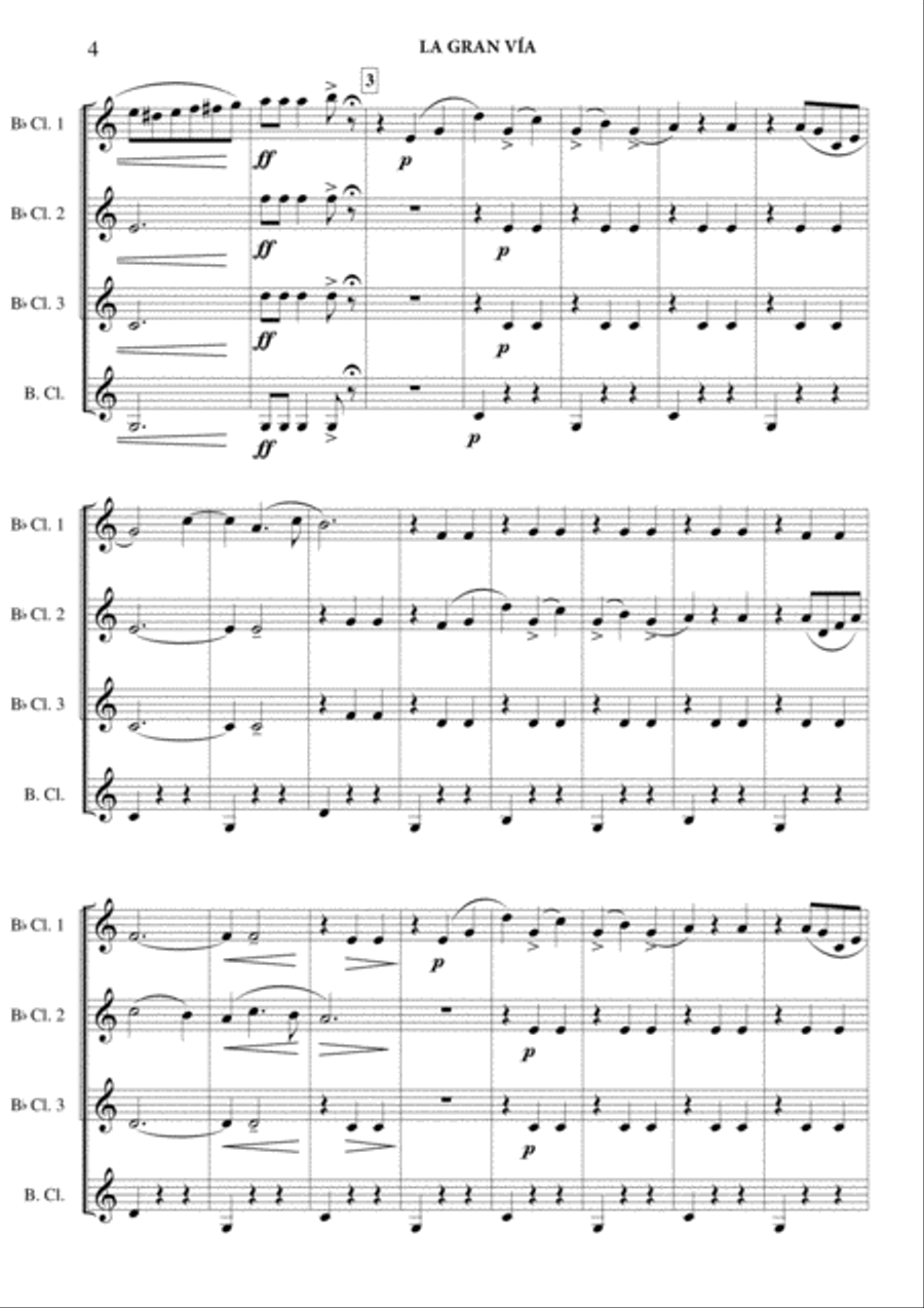 La Gran Vía La Gran Vía Clarinet Quartet scores gallery preview page 5