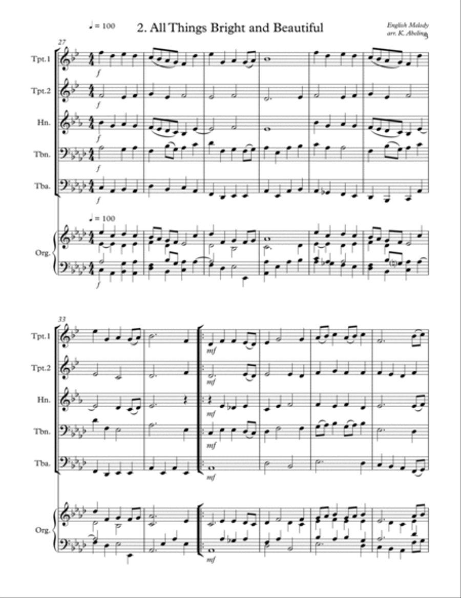 40 Beloved Christian Hymns Volume II (for Brass Quintet and optional Organ) Horn scores gallery preview page 4