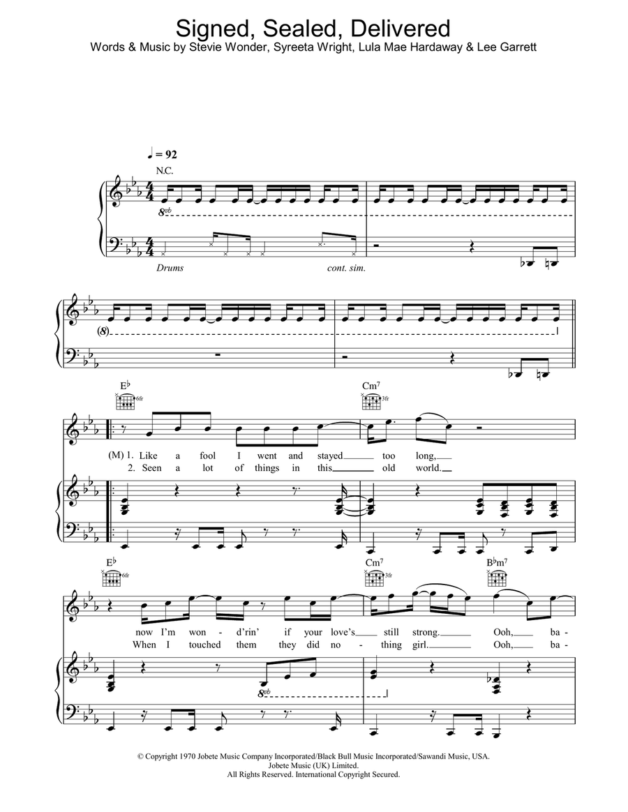 Signed, Sealed, Delivered Piano, Vocal, Guitar scores gallery preview page 1