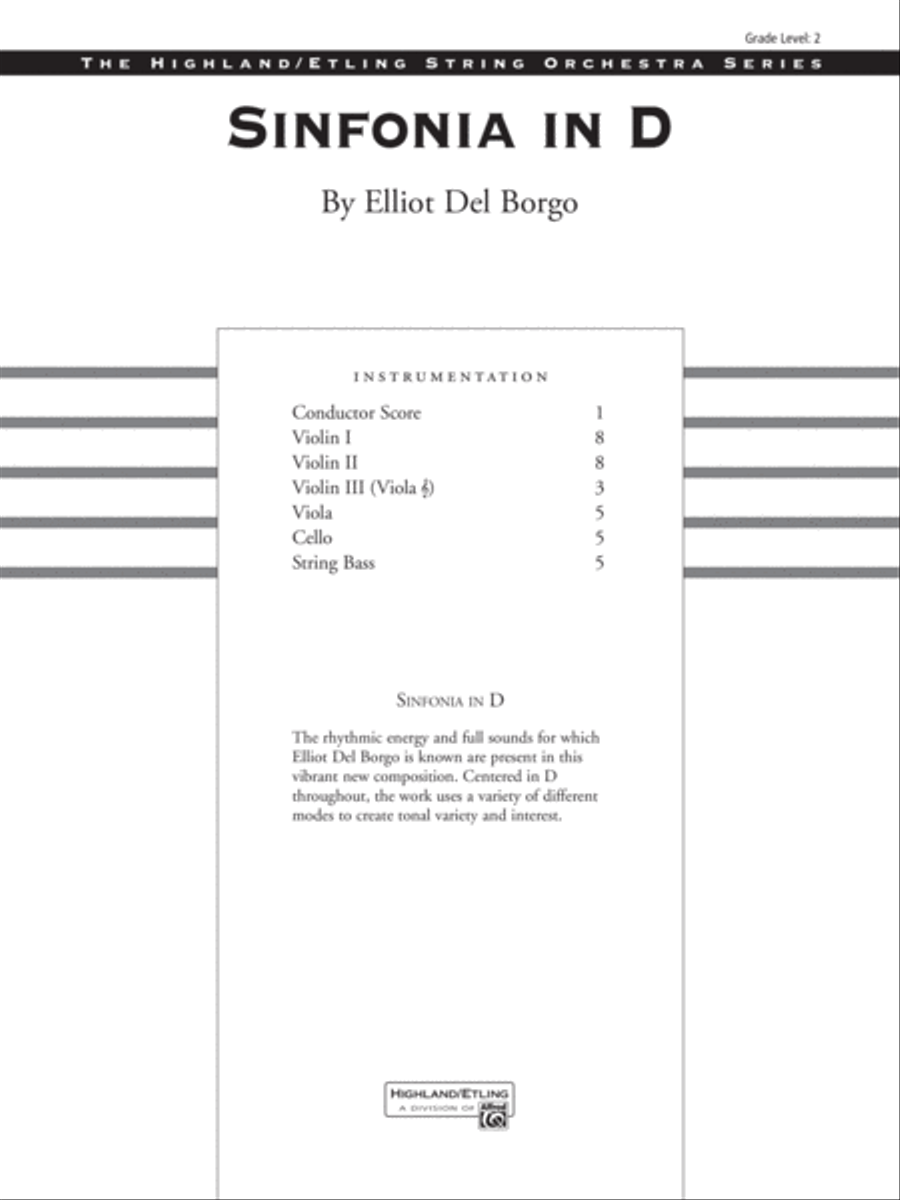 Book cover for Sinfonia in D: Score