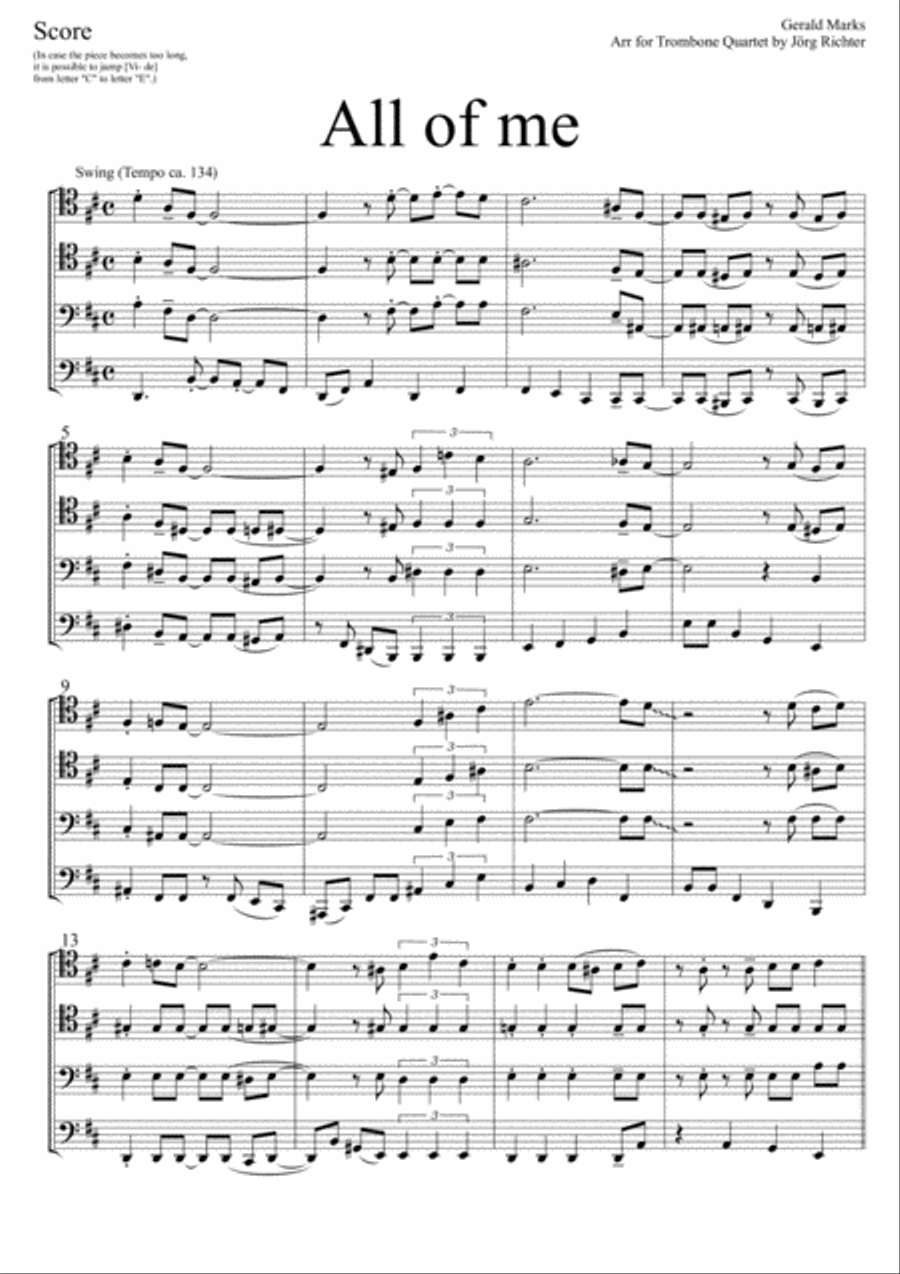 All Of Me Brass Quartet scores gallery preview page 2