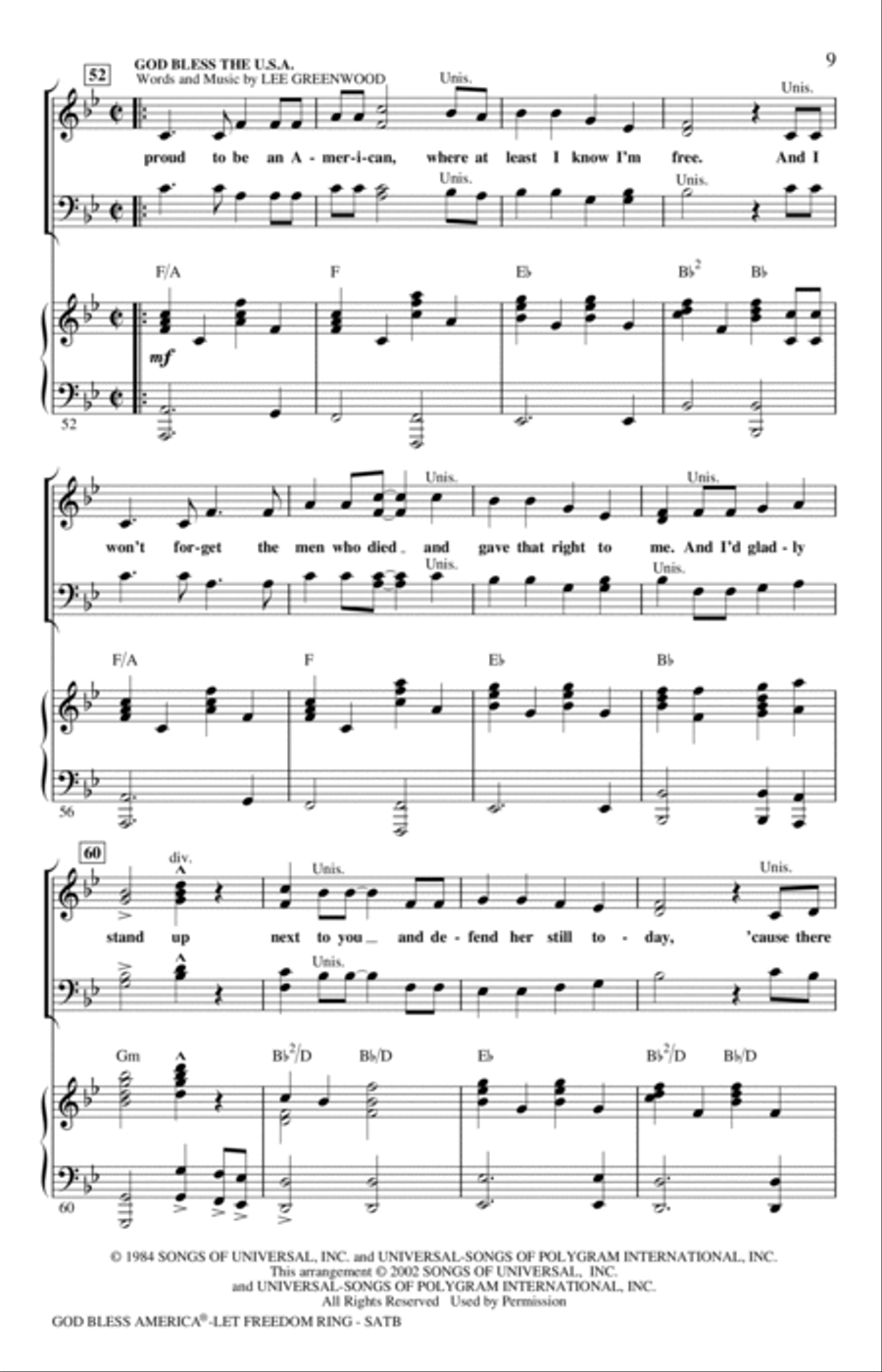 God Bless America (Let Freedom Ring) (Medley) 4-Part scores gallery preview page 8