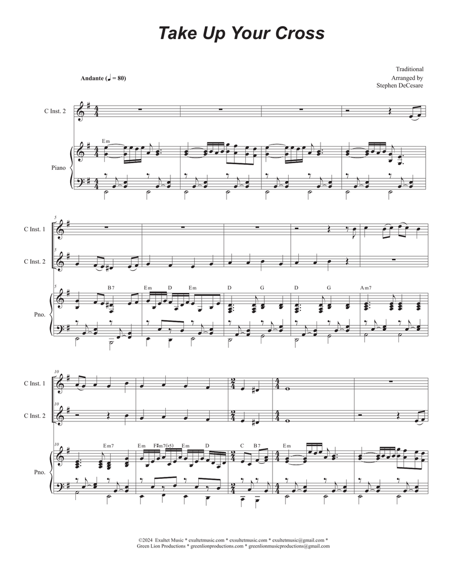 Take Up Your Cross (Duet for C-Instruments) Piano scores gallery preview page 1