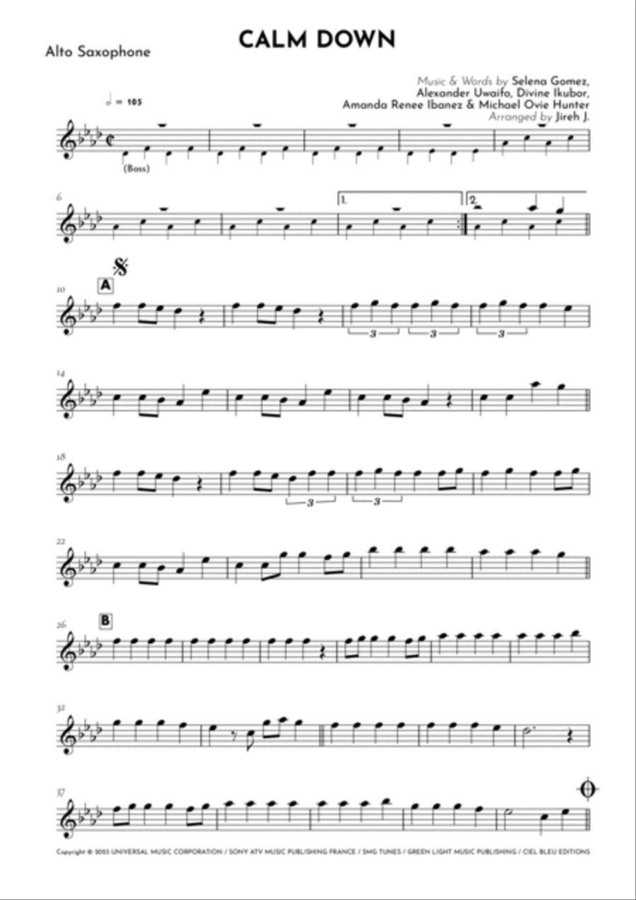 Calm Down Alto Saxophone scores gallery preview page 2