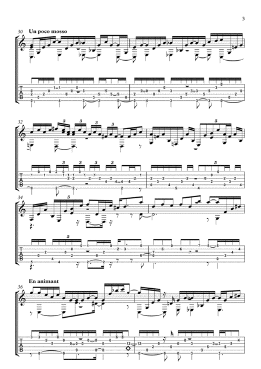 Clair de Lune ( Fingerstyle guitar arrangement) Clair de Lune ( Fingerstyle guitar arrangement) Classical Guitar scores gallery preview page 3