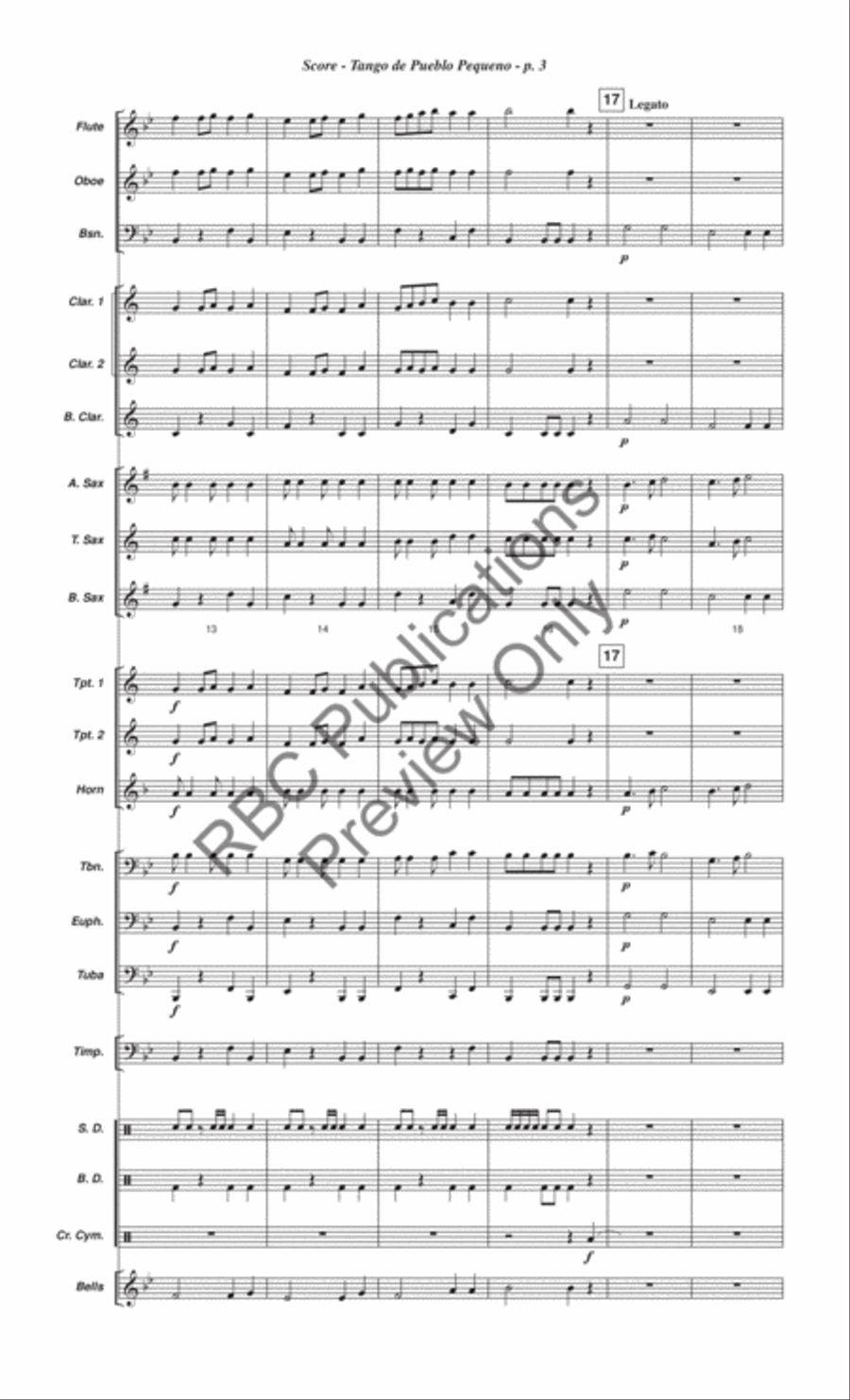 Tango De Pueblo Pequeno Concert Band scores gallery preview page 6