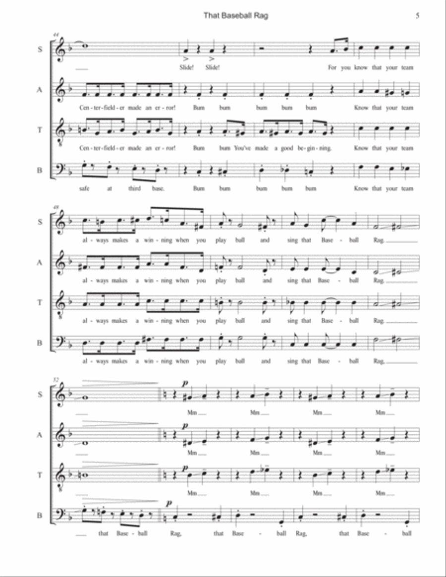 Baseball Songs (Complete Set) 4-Part scores gallery preview page 5