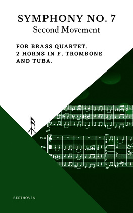 Book cover for Beethoven Symphony 7 Movement 2 Allegretto for Brass Quartet 2 Horn in F Trombone Tuba