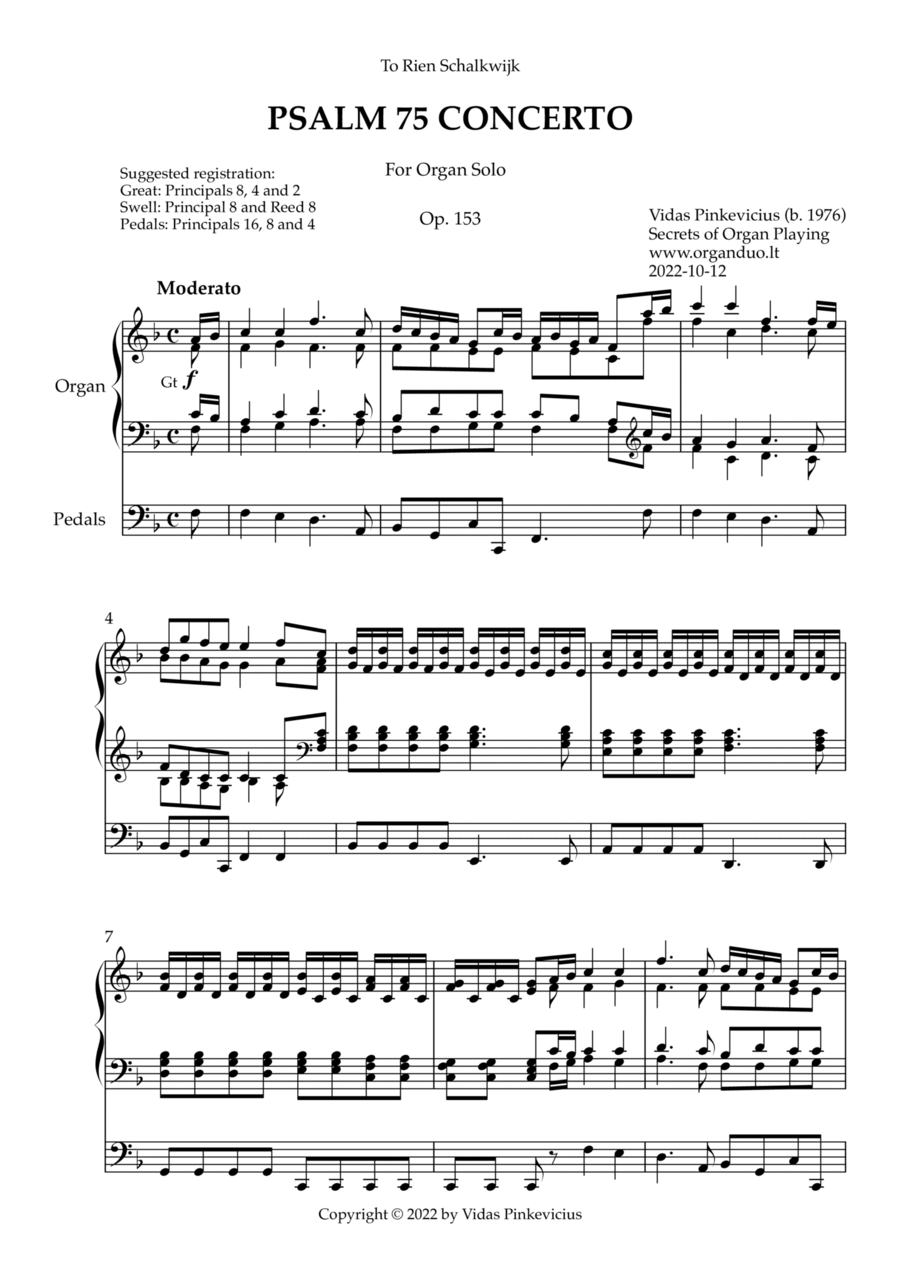 Book cover for Psalm 75 Concerto, Op. 153 (Organ Solo) by Vidas Pinkevicius