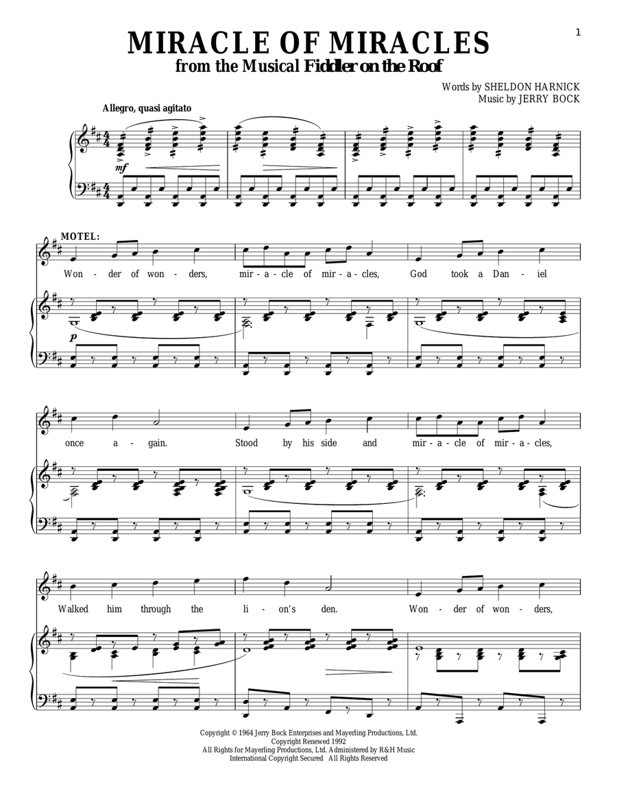 Miracle Of Miracles Piano, Vocal scores gallery preview page 1