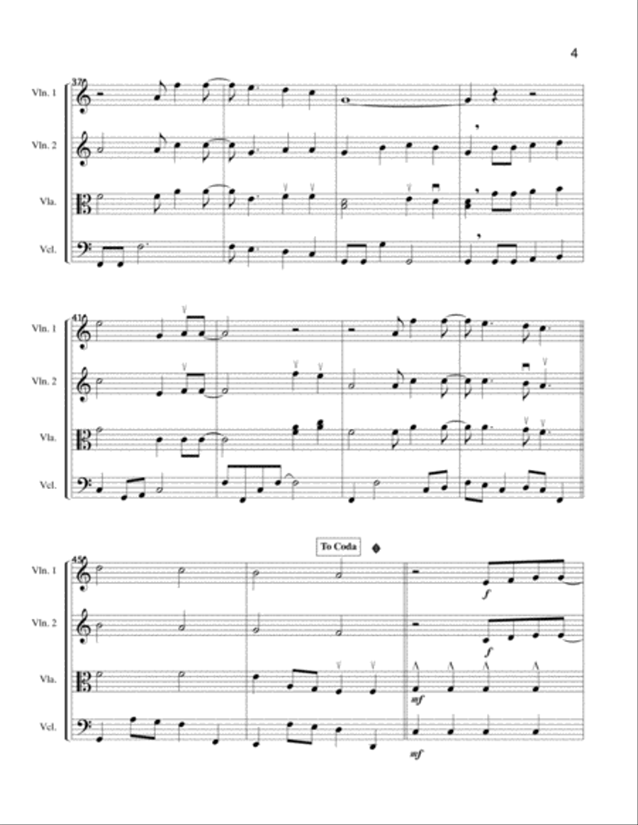 Sweet Caroline Sweet Caroline String Quartet scores gallery preview page 4