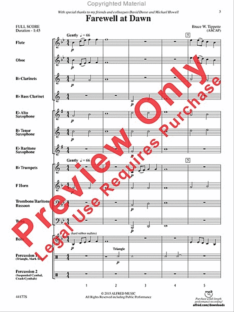 Farewell at Dawn Concert Band scores gallery preview page 3