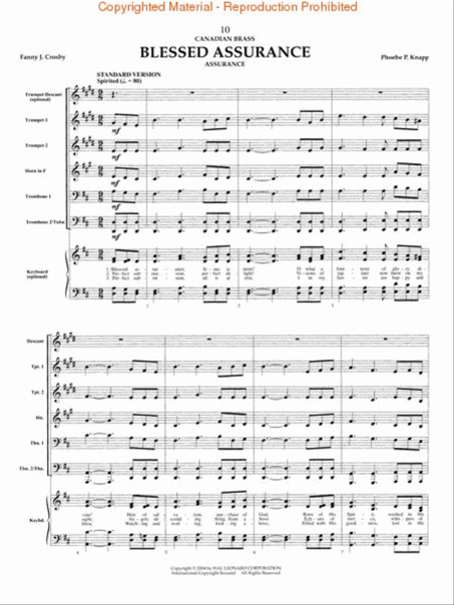 The Canadian Brass – 15 Favorite Hymns – Conductor's Score Brass Quintet scores gallery preview page 3