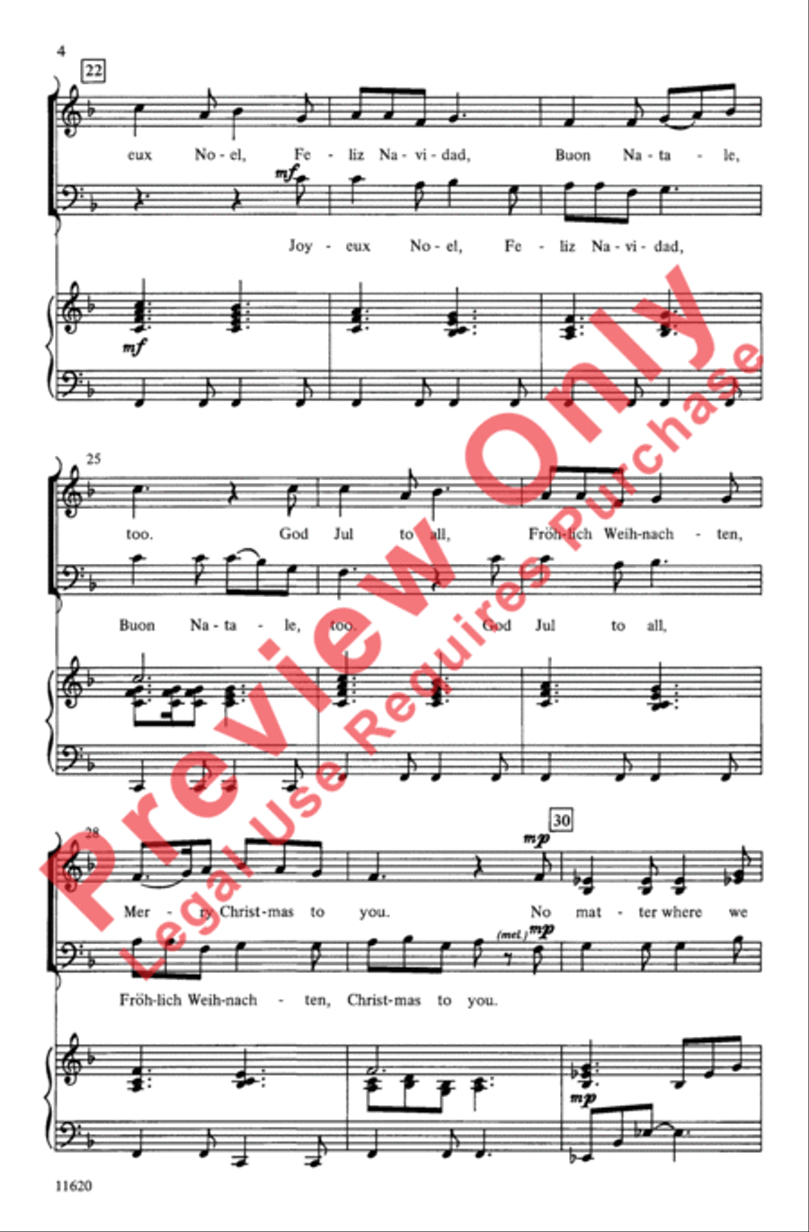 Joyeux Noel, Feliz Navidad 3-Part scores gallery preview page 4