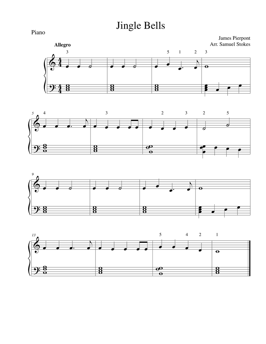 Jingle Bells easy piano by James Pierpont Easy Piano Digital