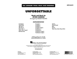 Book cover for Unforgettable (arr. Roger Holmes) - Conductor Score (Full Score)