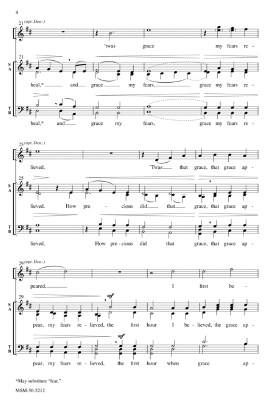 Amazing Grace 4-Part scores gallery preview page 4