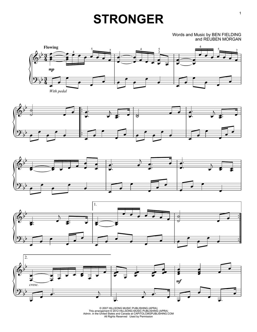 Stronger Piano Solo scores gallery preview page 1