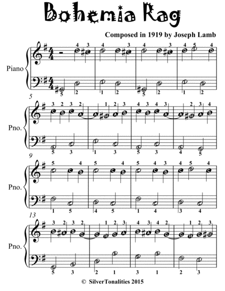 Bohemia Rag Easiest Piano Sheet Music for Beginner Pianists