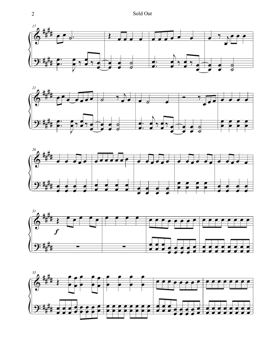 Sold Out Piano Solo scores gallery preview page 2