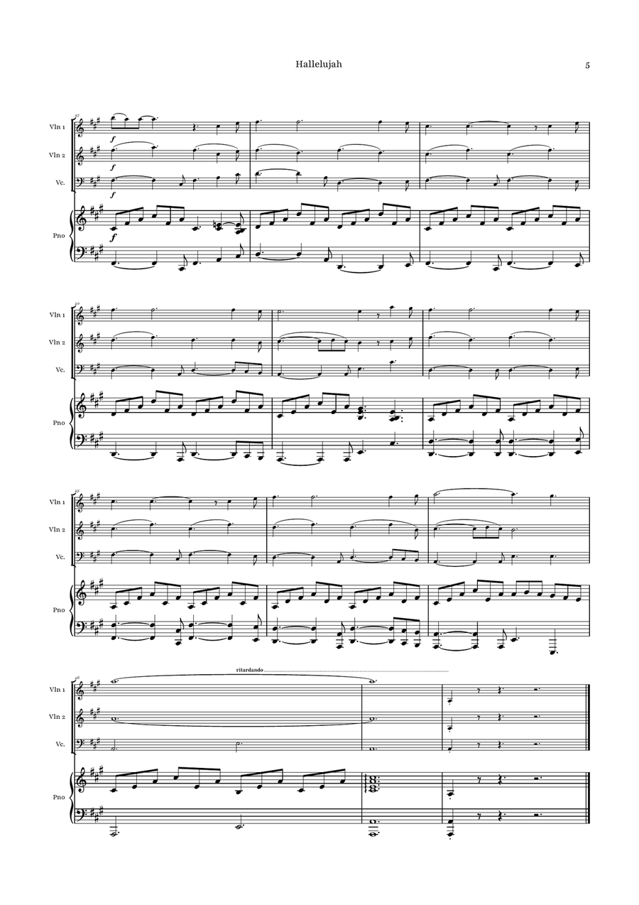 Hallelujah Piano Quartet scores gallery preview page 5