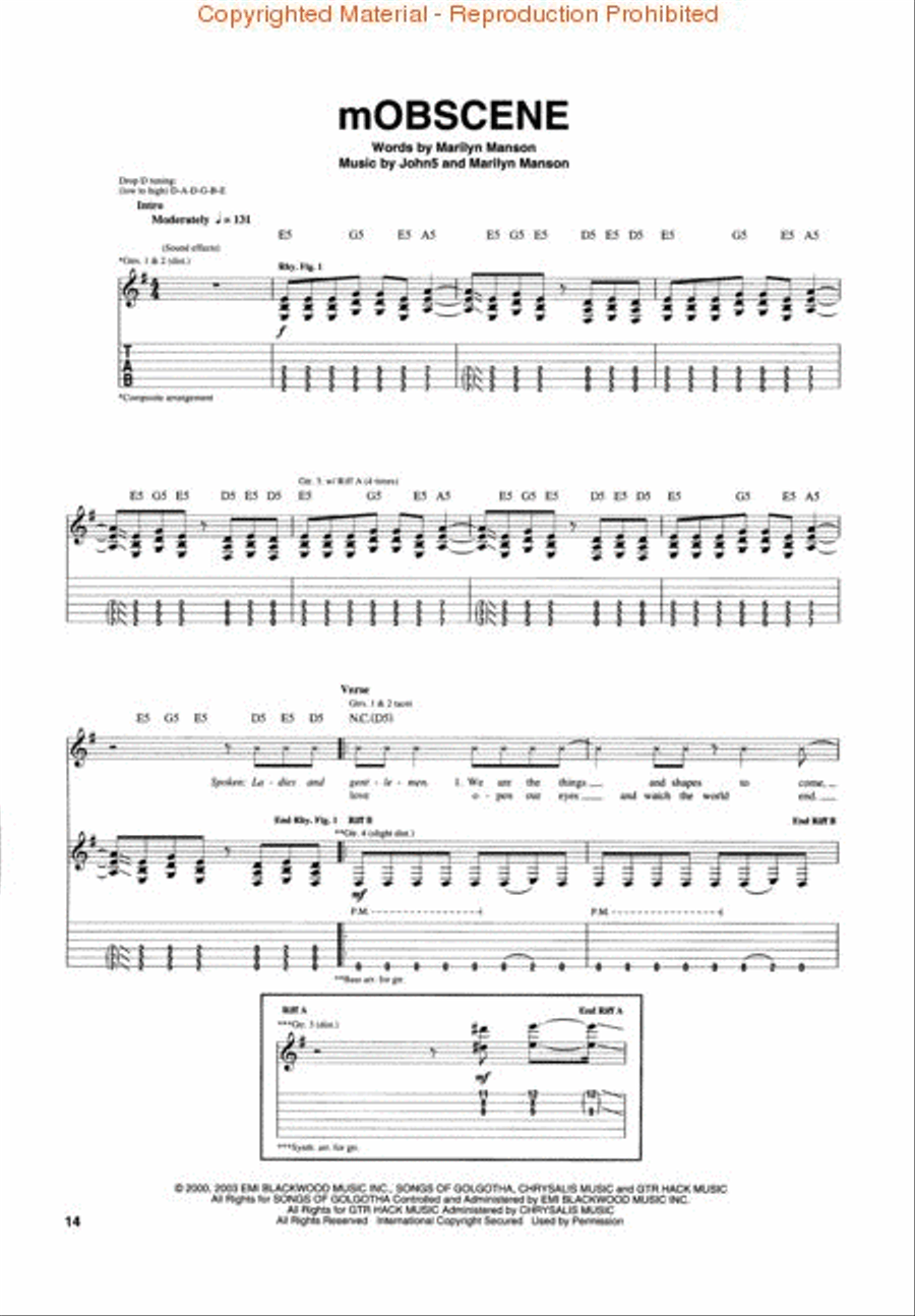 Marilyn Manson – Lest We Forget: The Best of Electric Guitar scores gallery preview page 3
